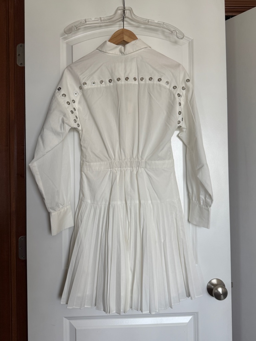 By Anthropologie Long-Sleeve Pleated Mini Shirt Dress - Picture 6 of 8